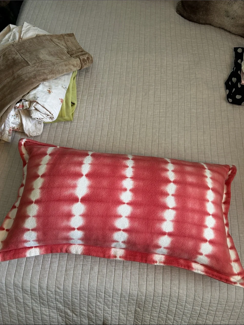 Ralph Lauren washed red white tie dye 4th of July lumbar rectangle down pillow